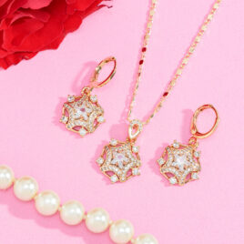 Set cercei și pandantiv Olivia placat cu aur 18K