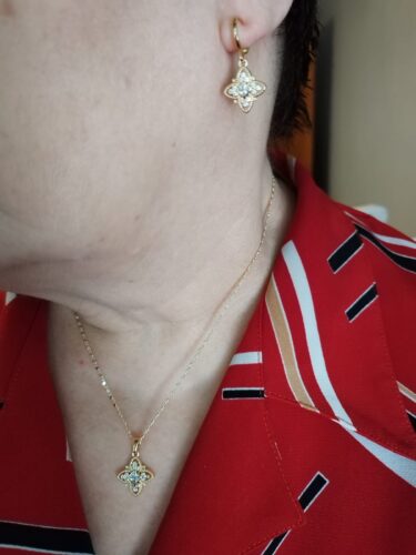 Set cercei și pandantiv Gold Comette placat cu aur 18K, cu lănțișor inclus photo review